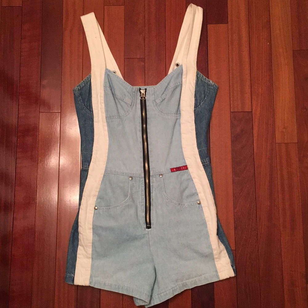Denim and White Women's Shorts